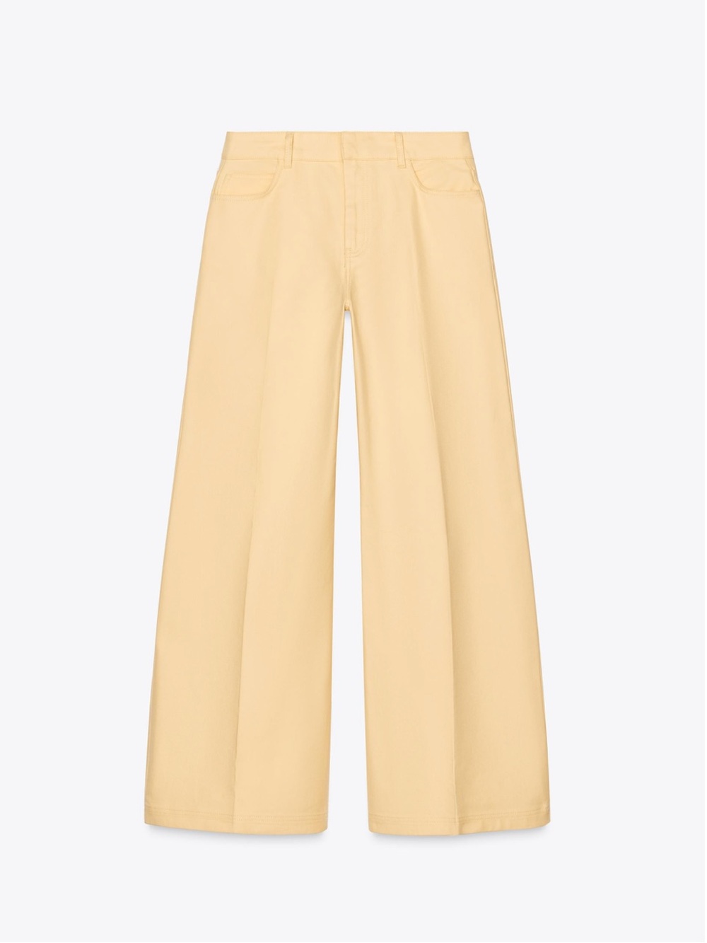 Zara Wide-Leg High-Rise Pants in Soft Yellow